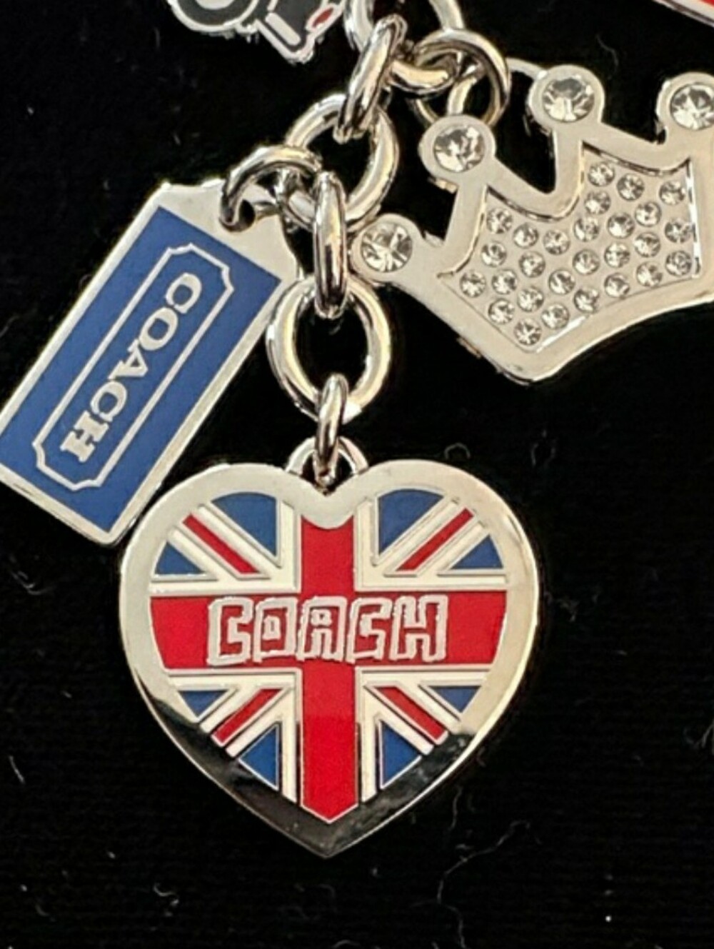 COACH Red, Blue and Silver London Charm Keychain - Picture 2 of 6